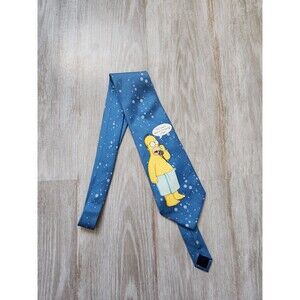VTG Briefly Stated The Simpsons Homer Simpson In Towel Blue Tie Necktie Silk